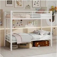 OKWISH Etagenbett Metallbett (mit Leiter und Geländer. In zwei Einzelbetten umwandelbar., 1-St., 90 x 190 cm)