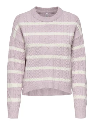 ONLY - ONLKATIA LS CABLE O-NECK PULLOVER CC KNT Burnished Lilac - Gr. - L