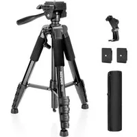 Neewer TP55 180cm Tripod mit Handyhalterung Kamera Stativ Kamerastativ (Schnellverschluss, 3 Wege Neigekopf, Klappverschlüsse und Handkurbel)