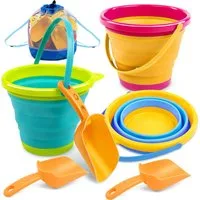 JOYIN Sandeimer JOYIN 3 Packungen Faltbares Strand Eimer Set, Sandkasten