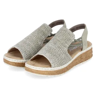 Rieker Sandaletten - Gr. 36 - Grün - Textil & Synthetik