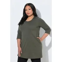 Ulla Popken Longshirt Longshirt A-Linie Rundhalsausschnitt 3/4-Arm