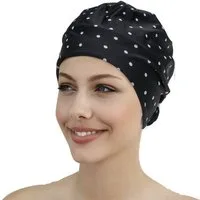 Fashy Badekappe Fashy - Badehaube Badekappe Damen Schwarz mit Weißen Punkten 3458-20