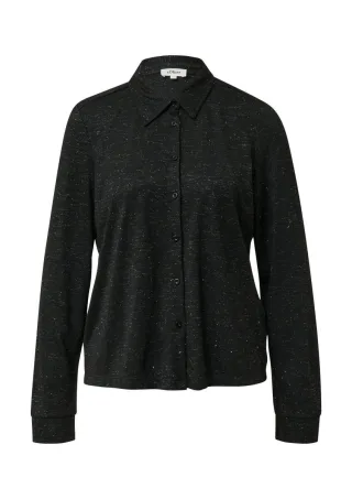 s.Oliver Red Label - Hemdbluse mit Glitzergarn und verlängertem Rückensaum schwarz - Gr. - 44