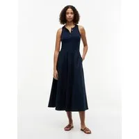 Tommy Hilfiger A-Linien-Kleid GOLD BUTTON POPLIN MIX DRESS Baumwollmischung, mit goldfarbenen Knöpfen