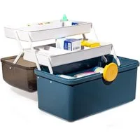Zedelmaier Aufbewahrungsbox Medikamenten Aufbewahrung Medizinbox Apothekenbox HausapothekeBox Groß, Tragbar, Kindersicherung, 3 Treppenabteile