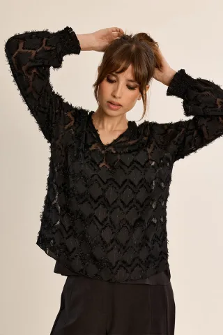 molly bracken - Bluse mit Ballonärmeln schwarz - Gr. - XS