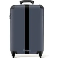 NoBoringSuitcases.com© Hartschalen-Trolley Blau mit schwarzem Streifen 55x35x20cm, Reisekoffer mit 4 Rollen, Carry on luggage, Männer