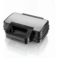 Arendo 3-in-1-Sandwichmaker Multifunktions-Snackmaker für Sandwich, Waffel & Panini, Kontaktgrill, 900 W, Edelstahl-Applikation, Verriegelung, Antihaftbeschichtung, Kompakt