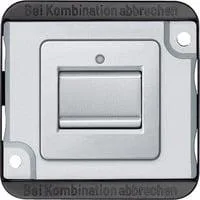 Aus-/Wechselschalt-Einsatz 1-polig, Basiselement mit zentraler Abdeckplatte, matt, Schalter aluminium, Retail