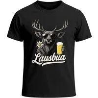 MoonWorks Print-Shirt Herren T-Shirt für das Oktoberfest Lausbua Hirsch mit Bier Graphic mit Print