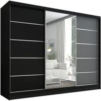 A&J MöbelLand GmbH Schiebetürenschrank AURELIA 1 mit 3 Schubladen und Spiegel (TOP ANGEBOT! Geräumiger Schrank mit einer Breite von 200 cm und Spiegel, ideal zur Aufbewahrung von Kleidung und Accessoires. 3 Schubladen und viel Stauraum. TOP PRODUKT! 