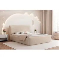 Goldstoff Polsterbett Bettgestell "SERENO" mit großem Stauraum & modernem eleganten Design (120–200x200 cm, Kopfteilhöhe 70/110 cm, Seitenhöhe: 30 cm), Bettgestell mit integriertem Stauraum & hochwertiger Verarbeitung