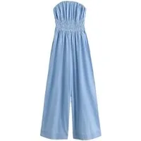 Next Jumpsuit Gesmokter Bandeau-Jumpsuit aus Denim (1-tlg)