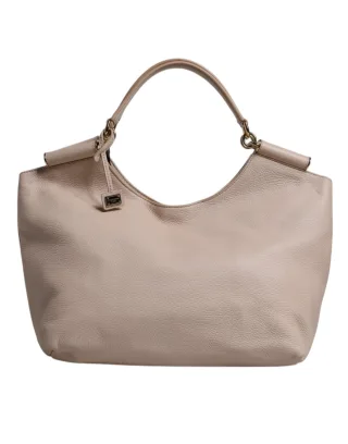 Hellrosa Rehleder-Logo-Plakette Tote mit Oberhandgriff Tasche