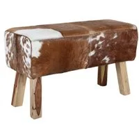 Casa Moro Polsterhocker Fellhocker Sitzbank Tara mit Kuhfell Optik (Flurbank Boho Chic Hocker Schlafzimmmer), handgefertigt echt Fell Polsterbank Hockerbank SP1941E