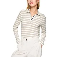 Marc Cain Langarm-Poloshirt Golden Hour Premium Damenmode mit Lurex-Glow