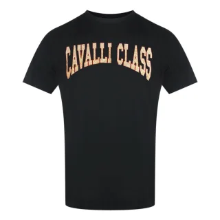 Schwarzes T-shirt Mit Cavalli Class Varsity-logo