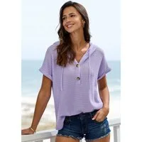 LASCANA Kapuzenshirt aus sommerlichem Waffelstrick Sommerhoody mit Knopfleiste