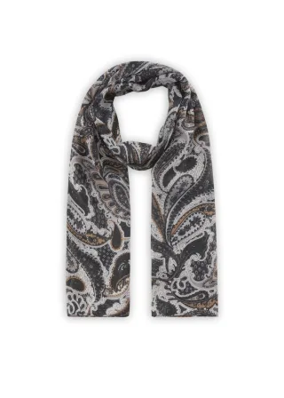 Schal aus recyceltem Polyester mit floralem Motiv schwarz - Gr. - one size