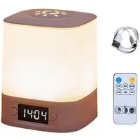 ibettertec LED Nachttischlampe LED Nachtlicht, Touch-Lampe,  Tisch-Nachttischlampen , Schlafzimmer Lampe, Dreifarbig einstellbar, Stufenloses Dimmen, mit Touch-Sensor, Mit Fernbedienung, Mit Uhranzeige