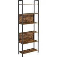 VASAGLE Bücherregal Küchenregal, Standregal, Flur, Küche, Büro, stabiles Stahlgestell, mit 6 offenen Regalebenen, Industrie-Design, 60 x 186 x 24 cm