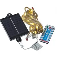 MARELIDA LED-Lichterkette Solar Lichterkette Seil maritim Deko Kordel Tau 5m 8 Funkt. Fernb. USB, 100-flammig