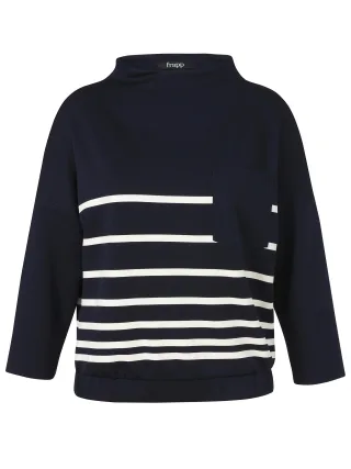 Frapp - Sweatshirt Kelchkragen 1/1 Arm Druck navy/butter - Gr. - 44