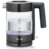 Graef Wasserkocher WK 302 Glaswasserkocher Edelstahl schwarz 1 Liter LED beleuchtet, 2000 W, Kalkfilter Trockengehschutz Überhitzungsschutz Abnehmbarer Deckel