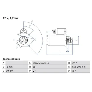 Bosch Anlasser 1,2 kW Renault Kangoo Megane Sc?nic 1,9 0986021671