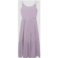 s.Oliver Midikleid Kleid Geblümtes Midikleid mit Smok-Detail