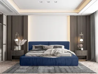Polsterbett Doppelbett LEXIE 140x200cm in Stoff Riviera Blau
