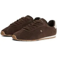 Tommy Hilfiger TH BELLA LOW RUNNER SUEDE Sneaker Halbschuh, Schnürer, Freizeitschuh mit kontrastfarbenem Fersenbesatz