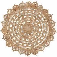 carpetfine Teppich Cate Juteteppich Naturfaser, rund, Höhe: 5 mm, 100 % geflochtene Jute, beidseitig nutzbar