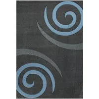 Vimoda Teppich Kurzflor Spiral Muster Blau, Rechteckig, Höhe: 13 mm, Kreisel Muster Spiral Läufer Konturenschnitt Blau