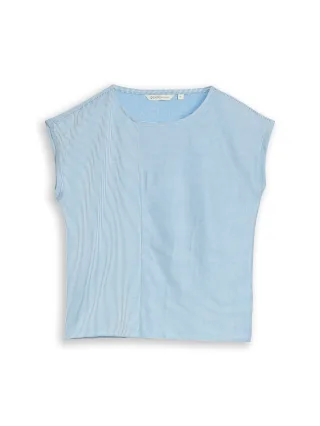 Denim Tom Tailor - Loose Fit T-Shirt mit Streifenmuster small mid blue white stripe - Gr. - XL