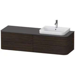 Duravit Happy D.2 Plus Konsolenwaschtischunterbau wandhängend Nussbaum gebürstet Matt 1600x550x408 m HP4973R69690010