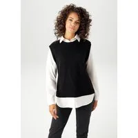 Aniston CASUAL Strickpullover mit Bluseneinsatz