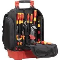 Werkzeugrucksack electric Set, Werkzeug-Set schwarz/rot, 27-teilig, mit Rucksack