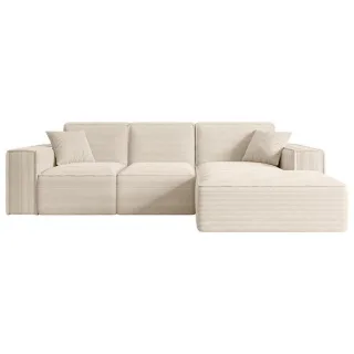 Altdecor Ecksofa, Beige, Kunststoff, 6-Sitzer, L-Form, Ottomane rechts, 266x169 cm, Wohnzimmer, Sofas & Couches, Wohnlandschaften, Ecksofas