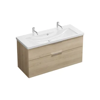 Burgbad Keramik Waschtisch-Set Eqio Eiche Dekor Cashmere/Alpinweiss, SEYR123F3180C0001 SEYR123F3180C0001