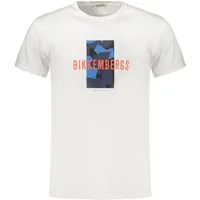 Bikkembergs T-Shirt Weißes Herren Kurzarm-T-Shirt mit Allover-Logo und
