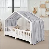 IDIMEX Betthimmel LIAN, Betthimmel Hausbett Deko, Musselin Baldachin 100% Baumwolle- hellgrau