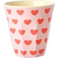 rice Becher Rice Melamin Becher Medium Rosa mit Roten Herzen, 1-tlg., Melamin