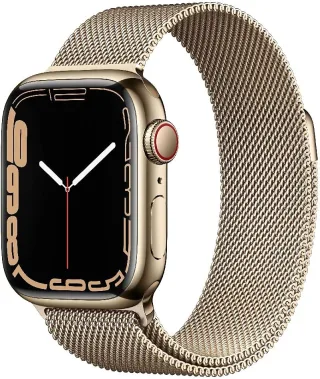 Apple Watch Series 7 [GPS + Cellular inkl. Milanaise-Armband gold] 41mm Edelstahlgehäuse gold