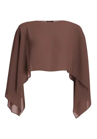 SWING - Schlupf-Stola aus Chiffon mit Ärmelschlitzen chocolate brown - Gr. - S