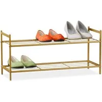 relaxdays Schuhregal mit 2 Ebene, gold