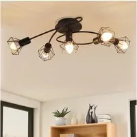 ZMH Deckenleuchte 3/5 Flammig Schwarz E14 Industrial Deckenstrahler Wohnzimmer Flur, Diamantgeschliffenen Eisengitterform, ohne Leuchtmittel, Schwenkbar 350° verschiedenen Raumtypen Deckenspots Küche Schlafzimmer
