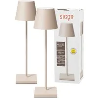 SIGOR LED Tischleuchte 2x Nuindie USB-C 380mm dünenbeige, Dimmbar, LED fest integriert, Warmweiß