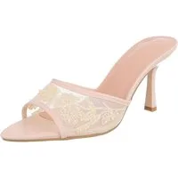 Ital-Design Damen High Heel Mule mit Stickerei & Perlen Pantolette (92214444) Pfennig-/Stilettoabsatz Sandalen & Sandaletten in Beige